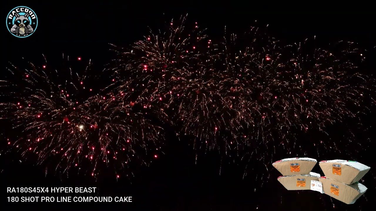 Raccoon Fireworks 1.4G Pro Line Compound Cake RA180S45X4 HYPER BEAST