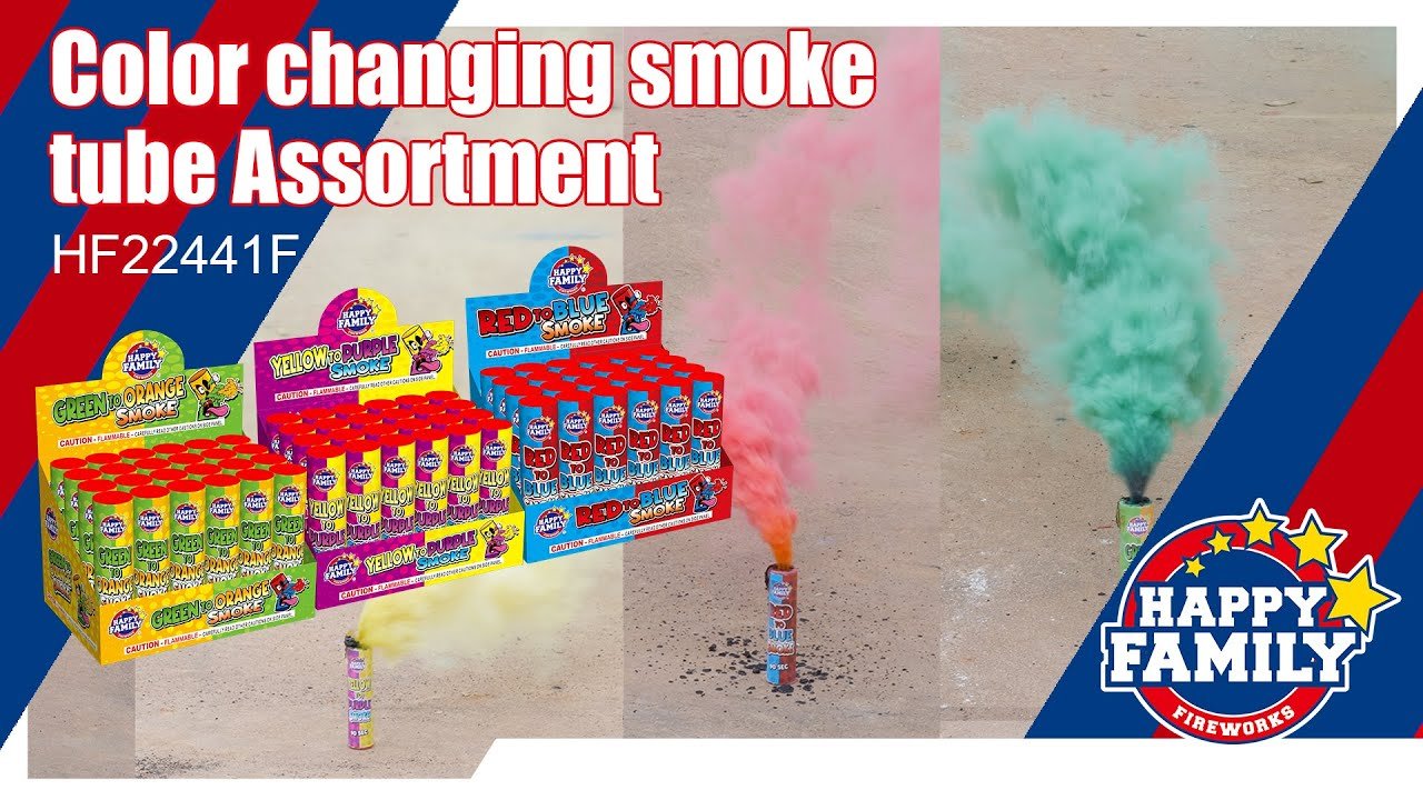 HF22441F Color changing smoke tube Assortment from Happy Family Fireworks #fireworks