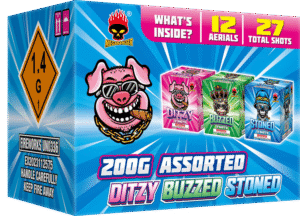 200G ASSORTED(DITZY, STONE & BUZZED), 9 SHOTS