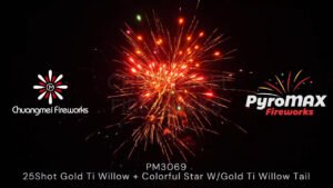 25Shot Gold Ti Willow + Colorful Star W/Gold Ti Willow Tail